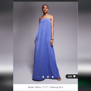 ASOS Design Tall Bandeau Trapeze Satin Maxi Dress